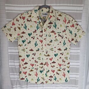 Novelty Graphic Shirt Vintage Tourist Cactus Short Sleeve Men's L